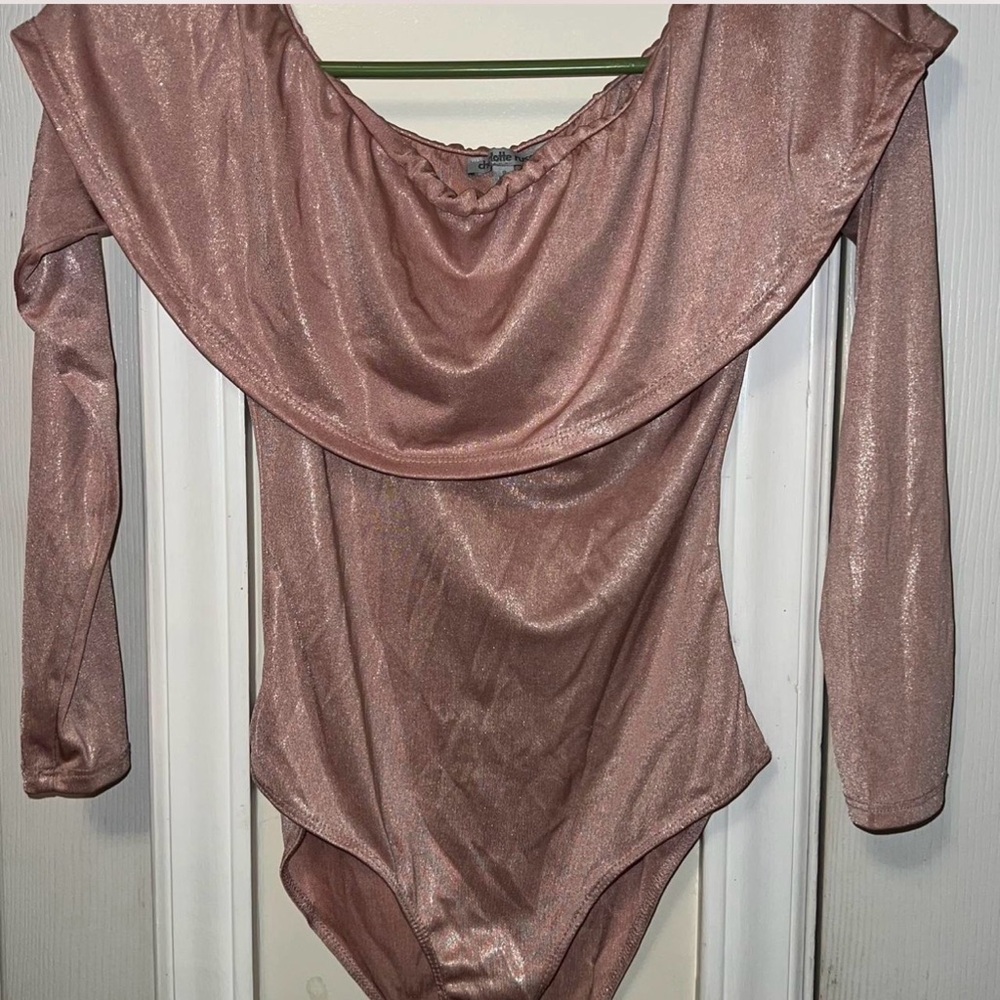 Charlotte Russe- Elegant Pink Long Sleeve Bodysuit